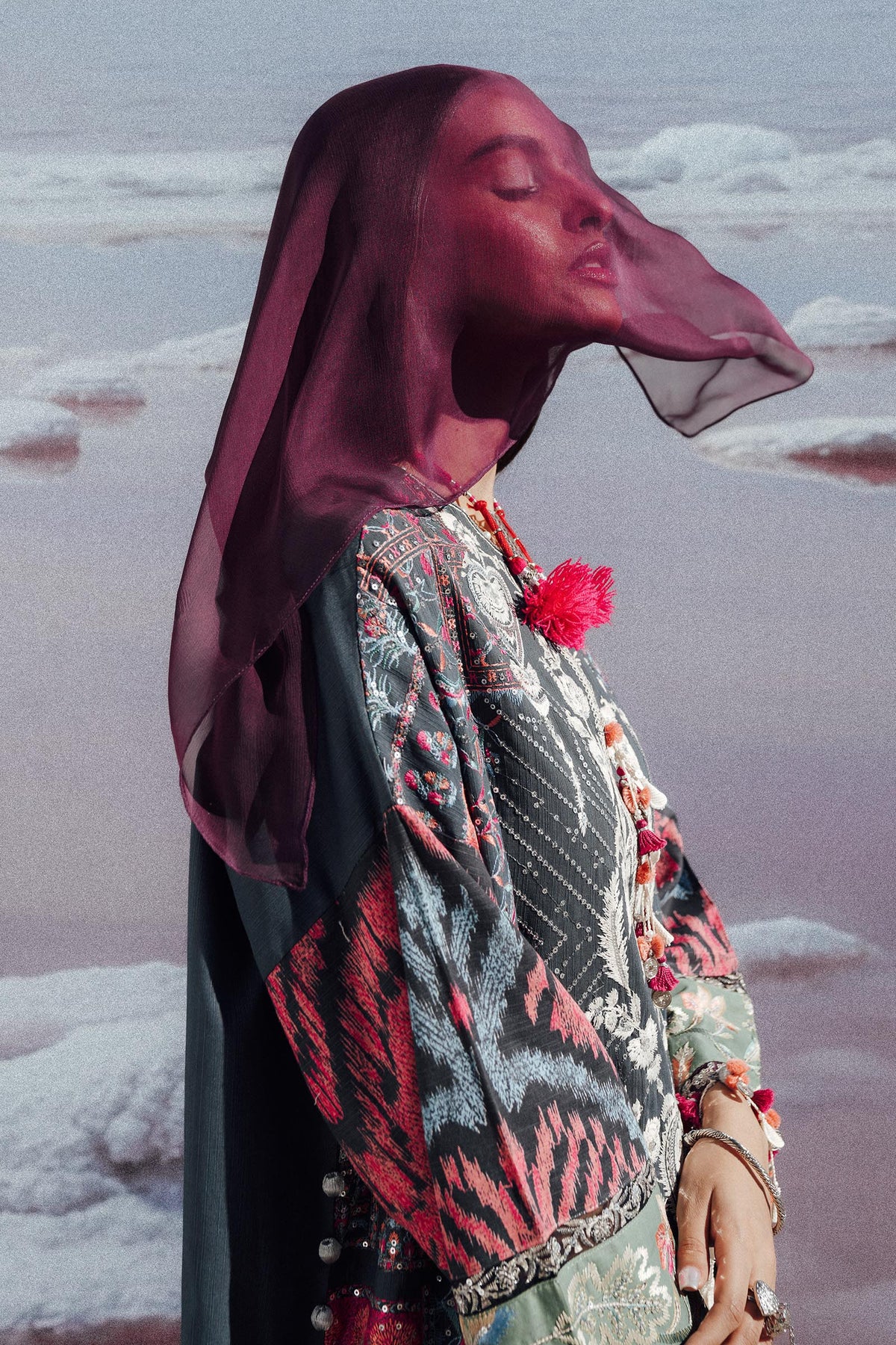 Sana Safinaz | Winter Shawl 24 | S241-007B-3CP by Sana Safinaz - Designer Dress - Type:  - Available at Libayah - 100% Original