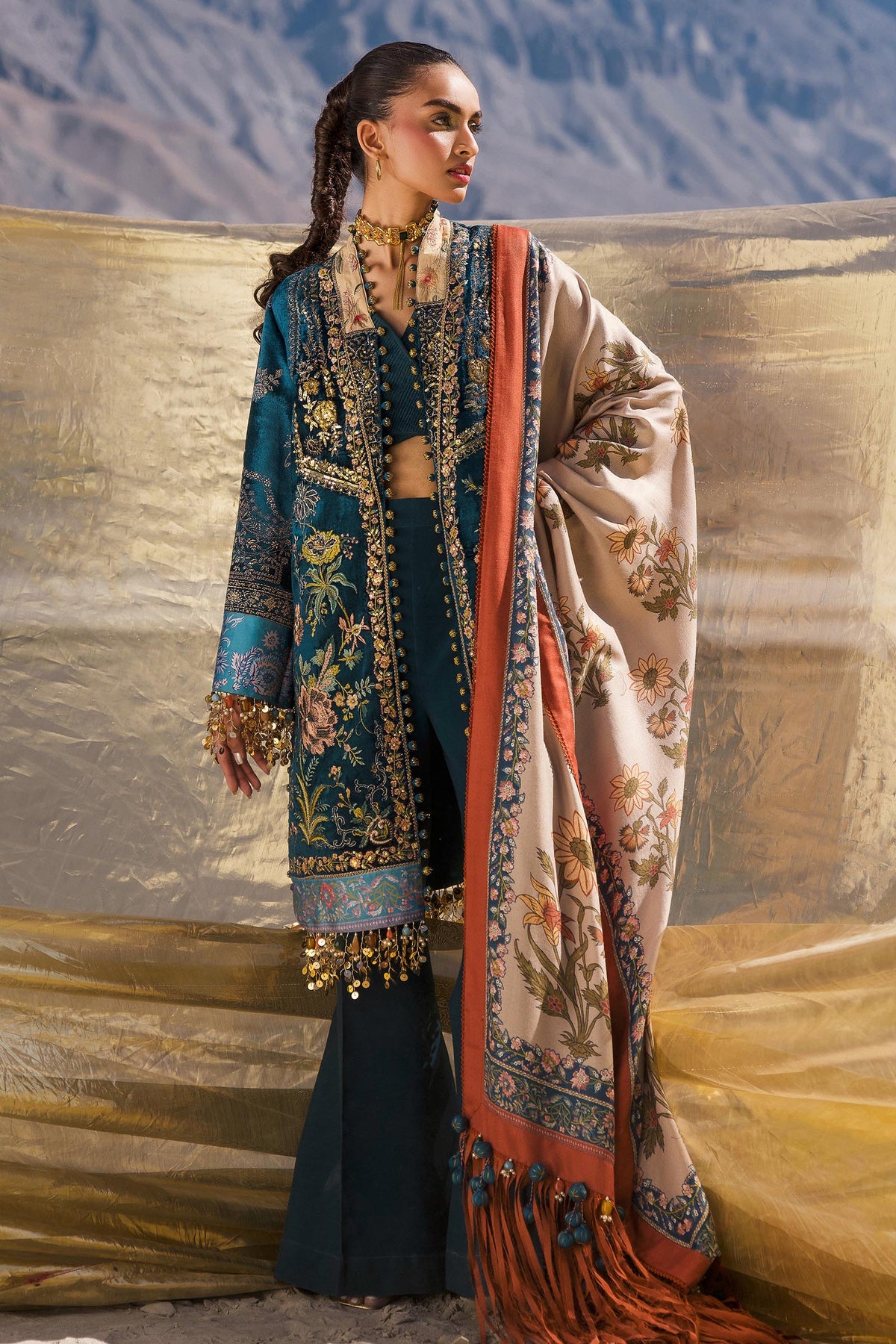 Sana Safinaz | Winter Shawl 24 | V241-003-3CP by Sana Safinaz - Designer Dress - Type: Ladies Clothes - Available at Libayah - 100% Original