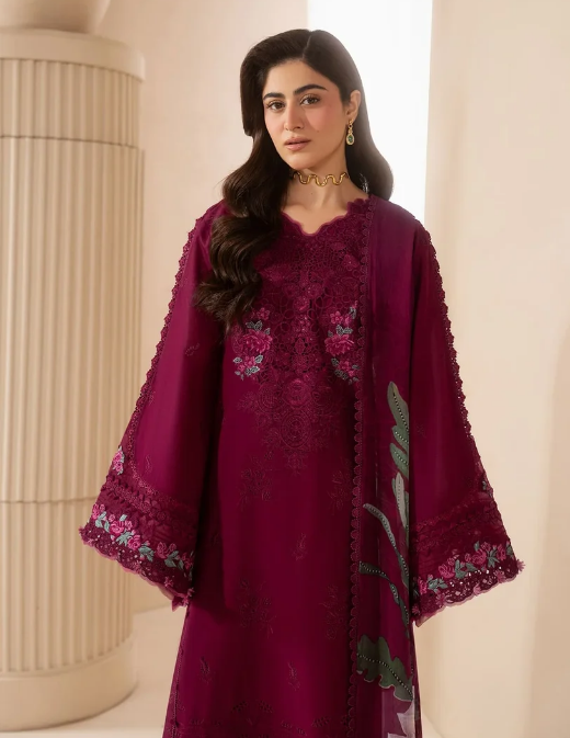 Elaf Premium | E Craft Chikankari 26 |EHC-4A GARNET by Elaf Premium - Designer Dress  - Type : Ladies Clothes - Available at Libayah - 100% Original 