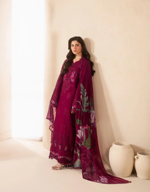 Elaf Premium | E Craft Chikankari 26 |EHC-4A GARNET by Elaf Premium - Designer Dress  - Type : Ladies Clothes - Available at Libayah - 100% Original 
