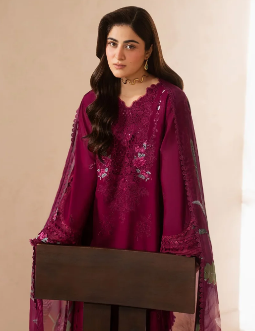 Elaf Premium | E Craft Chikankari 26 |EHC-4A GARNET by Elaf Premium - Designer Dress  - Type : Ladies Clothes - Available at Libayah - 100% Original 