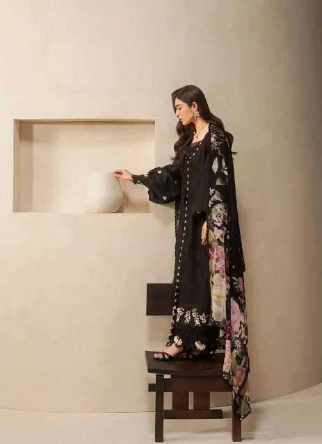 Elaf Premium | E Craft Chikankari 26 |EHC-5A CHARCOAL by Elaf Premium - Designer Dress  - Type : Ladies Clothes - Available at Libayah - 100% Original 