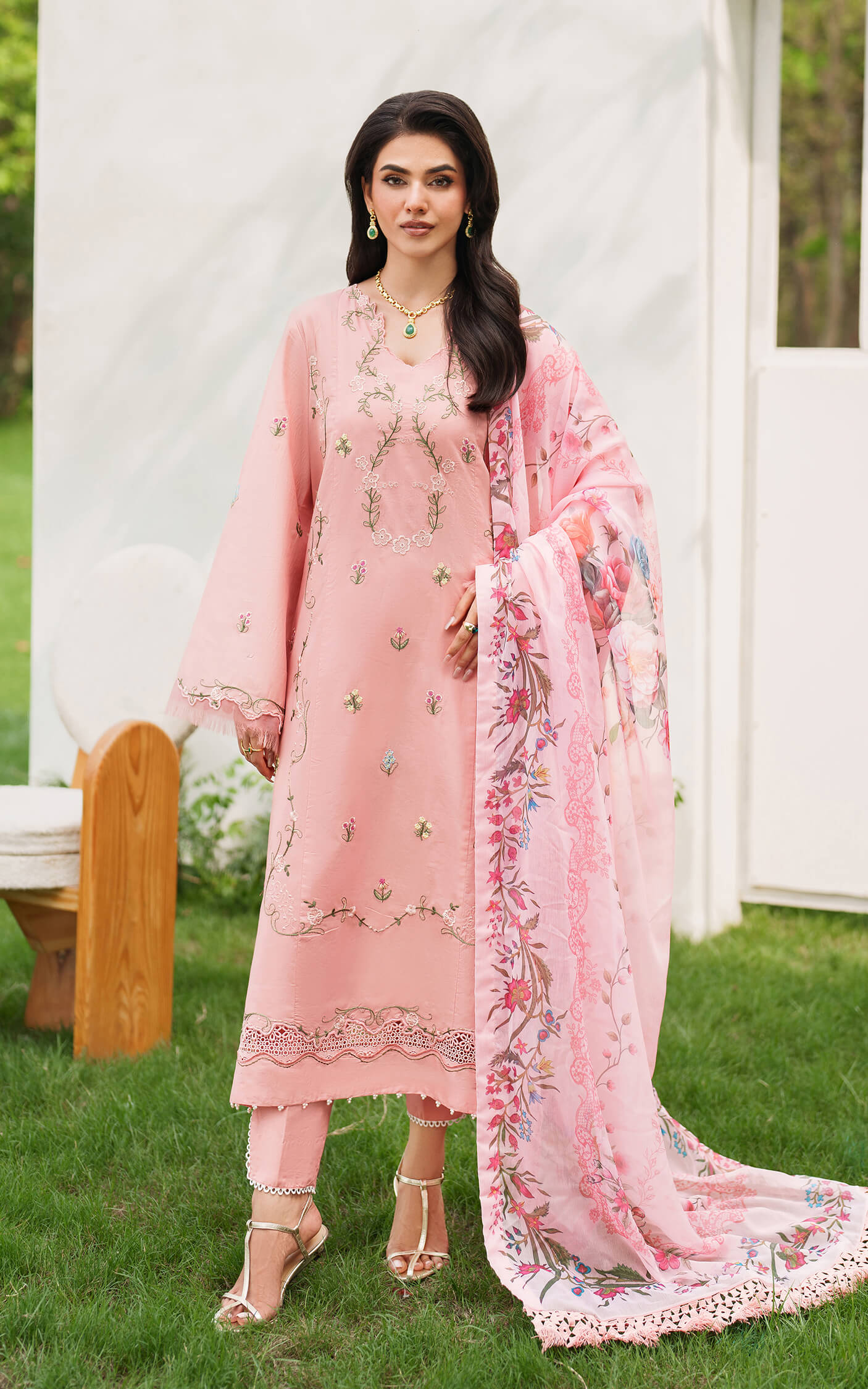 Asifa and Nabeel | Eden Cambric 25 | Serene Blush ECU25-01 by Asifa and Nabeel - Designer Dress  - Type : Ladies Clothes - Available at Libayah - 100% Original 