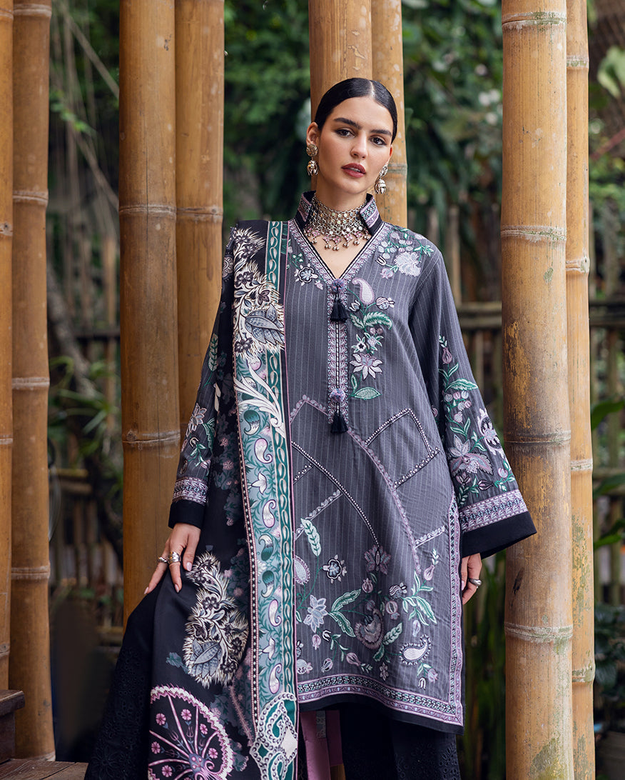 Mushq | Hemline Karandi | Silver Mist by Mushq - Designer Dress - Type : Ladies Clothes - Available at Libayah - 100% Original 