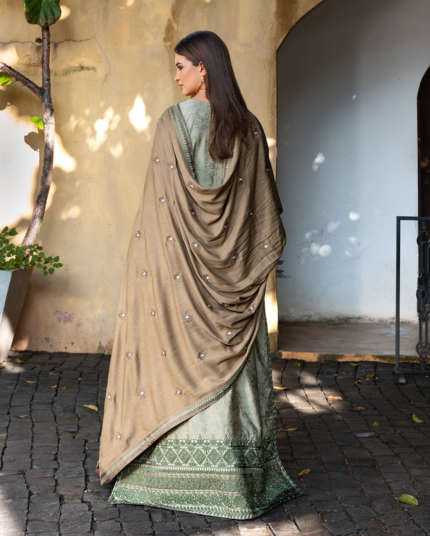 Solare – authentic Pakistani dress from the Mushq Winter Broadway 25 collection for women in the UK.