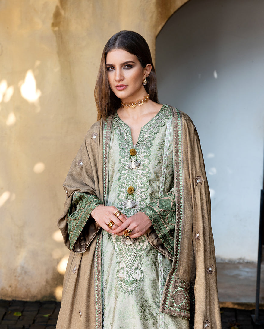 Solare – authentic Pakistani dress from the Mushq Winter Broadway 25 collection for women in the UK.