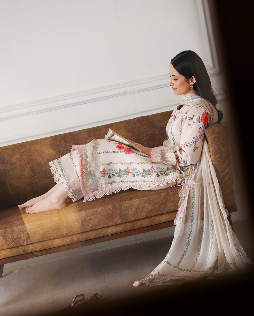 Roheenaz | Sunlit Tales Printed Embroidered Edit | Sunflare Petal - by Libayah - Registered Vendor of : Roheenaz - 100% Original Designer Dress