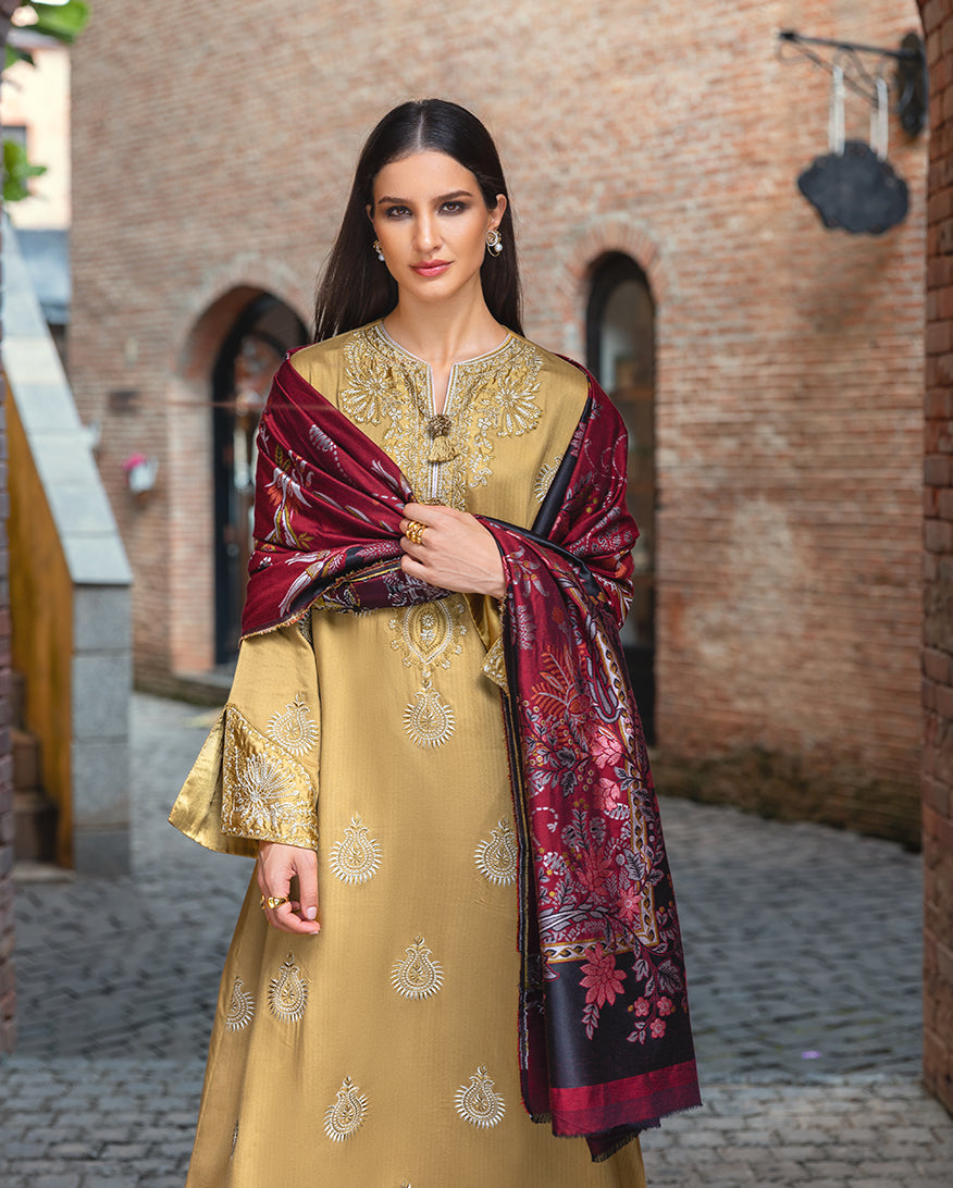 Sunlit Siena – authentic Pakistani dress from the Mushq Winter Broadway 25 collection for women in the UK.