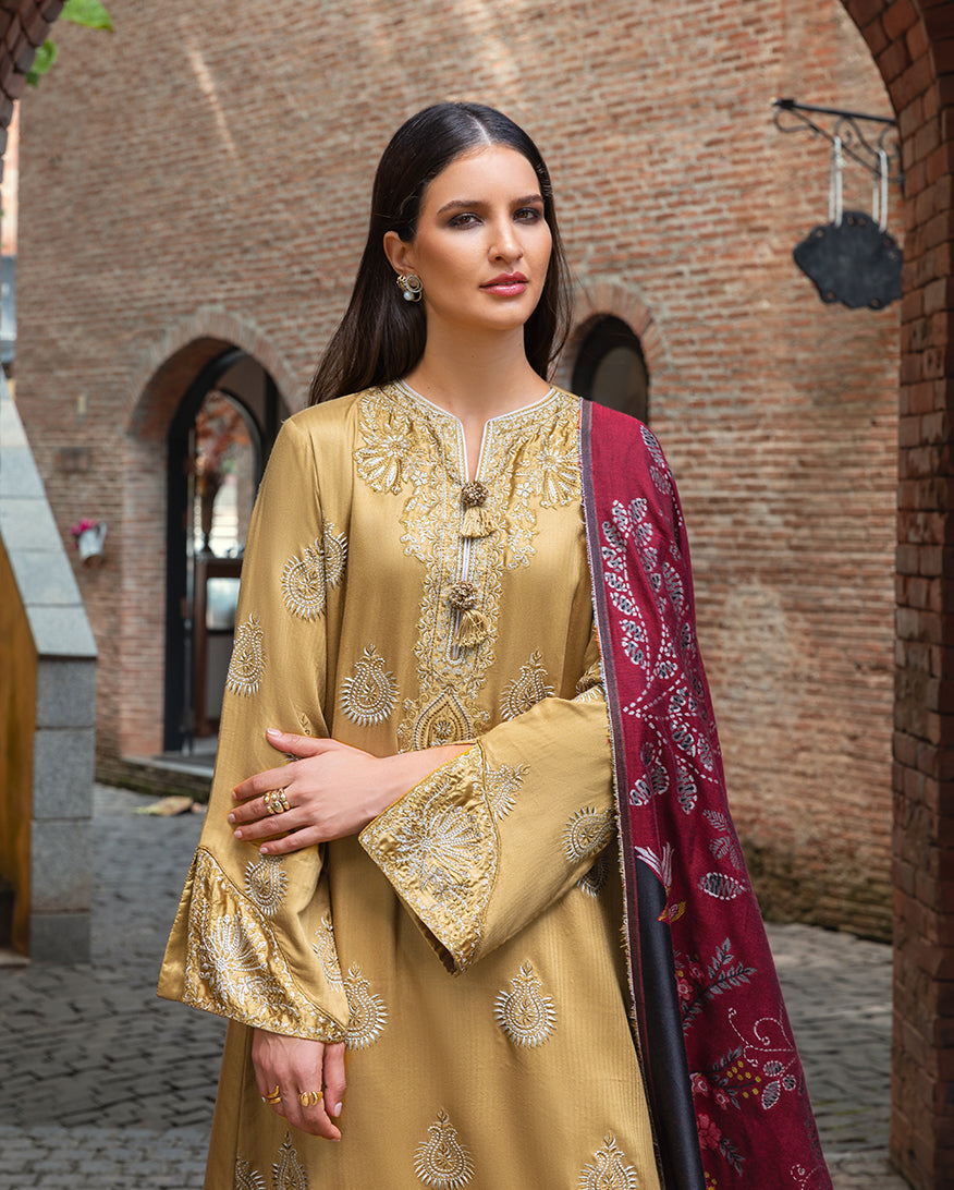 Sunlit Siena – authentic Pakistani dress from the Mushq Winter Broadway 25 collection for women in the UK.