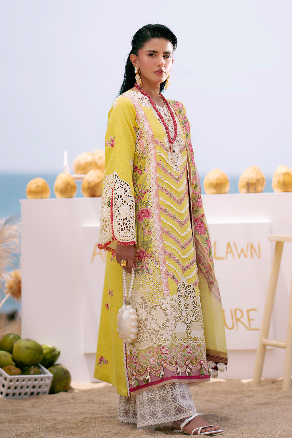 AJR Couture | Dastan Luxury Lawn 25 | Sunset by AJR Couture - Designer Dress - Type: Ladies Clothes - Available at Libayah - 100% Original