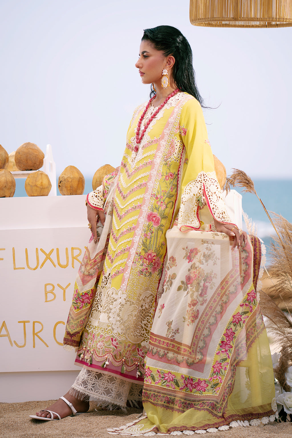 AJR Couture | Dastan Luxury Lawn 25 | Sunset by AJR Couture - Designer Dress - Type: Ladies Clothes - Available at Libayah - 100% Original