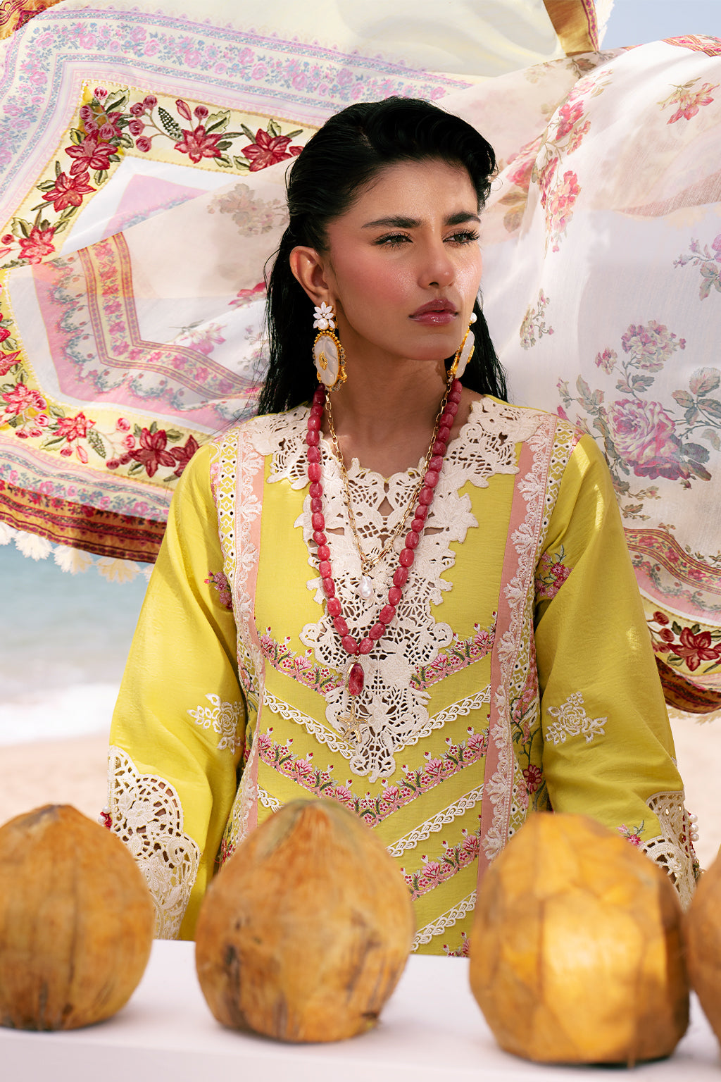 AJR Couture | Dastan Luxury Lawn 25 | Sunset by AJR Couture - Designer Dress - Type: Ladies Clothes - Available at Libayah - 100% Original