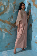 Wardha Saleem | Luxury Pret Fusion Wear | ROSALIE - FORMAL CAPE WITH DRAPE (2 PC) by Wardha Saleem - Designer Dress - Type: Ladies Clothes - Available at Libayah - 100% Original