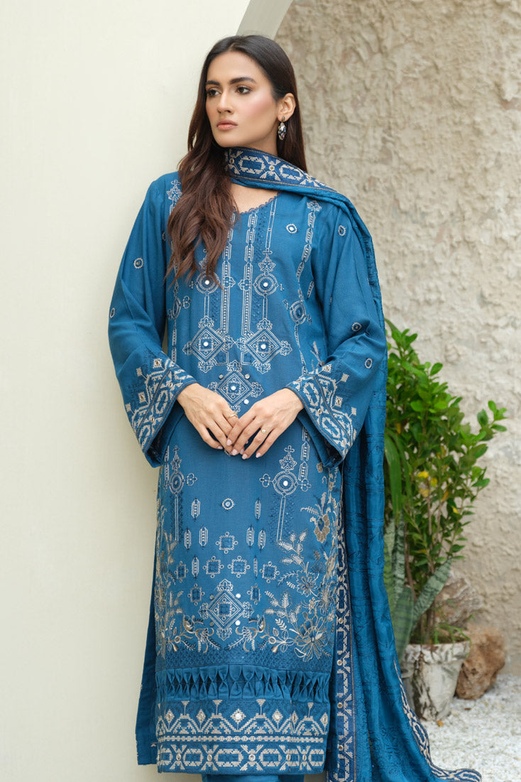 Marjjan | Aangan Embroidered Viscose |  SKC-100 (TEAL BLUE) by Marjjan - Designer Dress - Type: Ladies Clothes - Available at Libayah - 100% Original