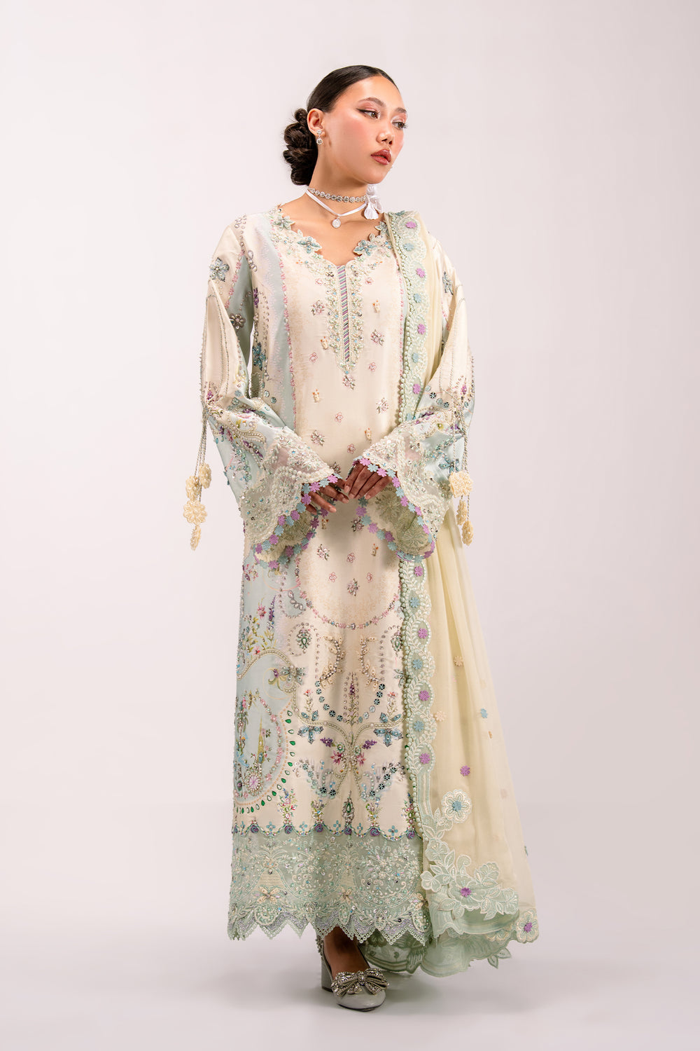 Qalamkar | Luxe Silk 26 | QSL-01 AZURE by Qalamkar - Designer Dress  - Type : Ladies Clothes - Available at Libayah - 100% Original 
