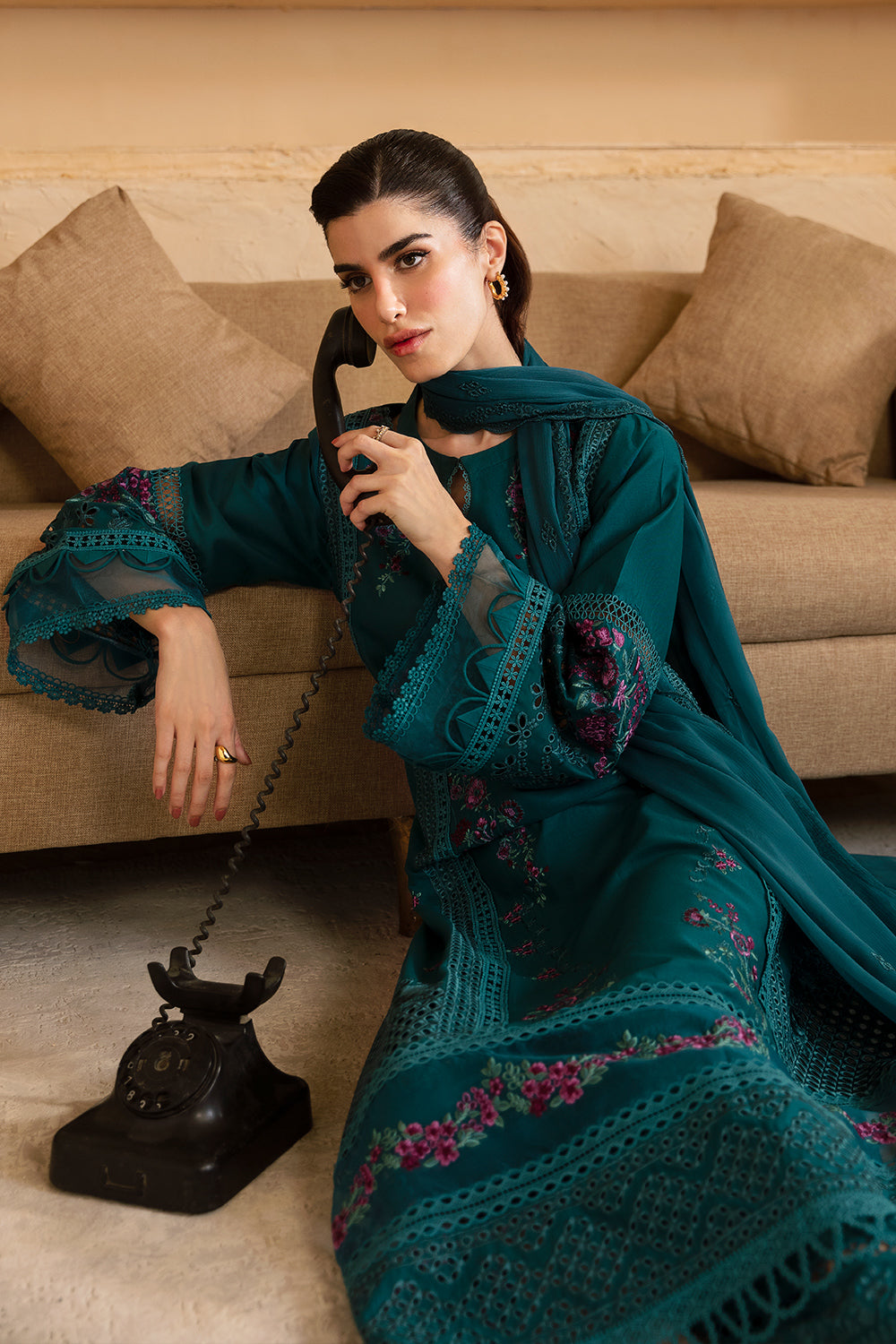 Azure | Luxury Premium Cambric 24 | Teal Treasure by Azure - Designer Dress - Type: Luxury - Available at Libayah - 100% Original