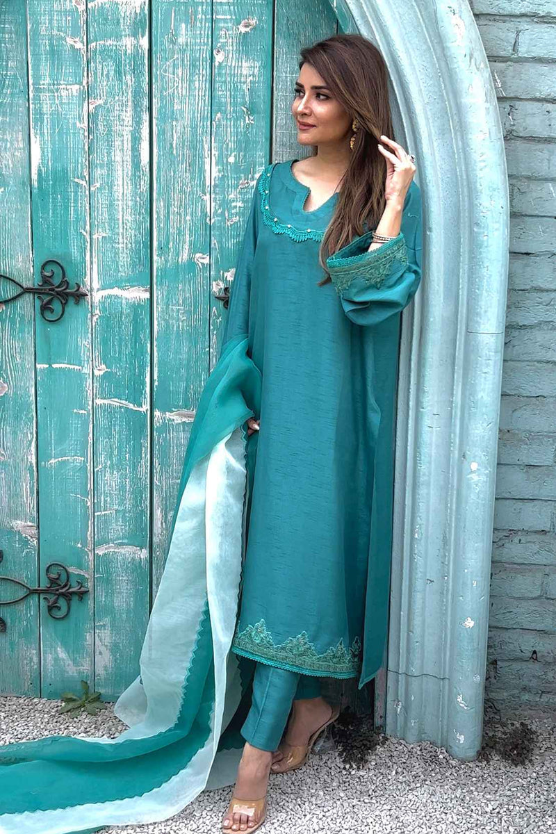 Leon | Leon Luxe Collection | TEAL BLUE by Leon - Designer Dress - Type: Ladies Clothes - Available at Libayah - 100% Original
