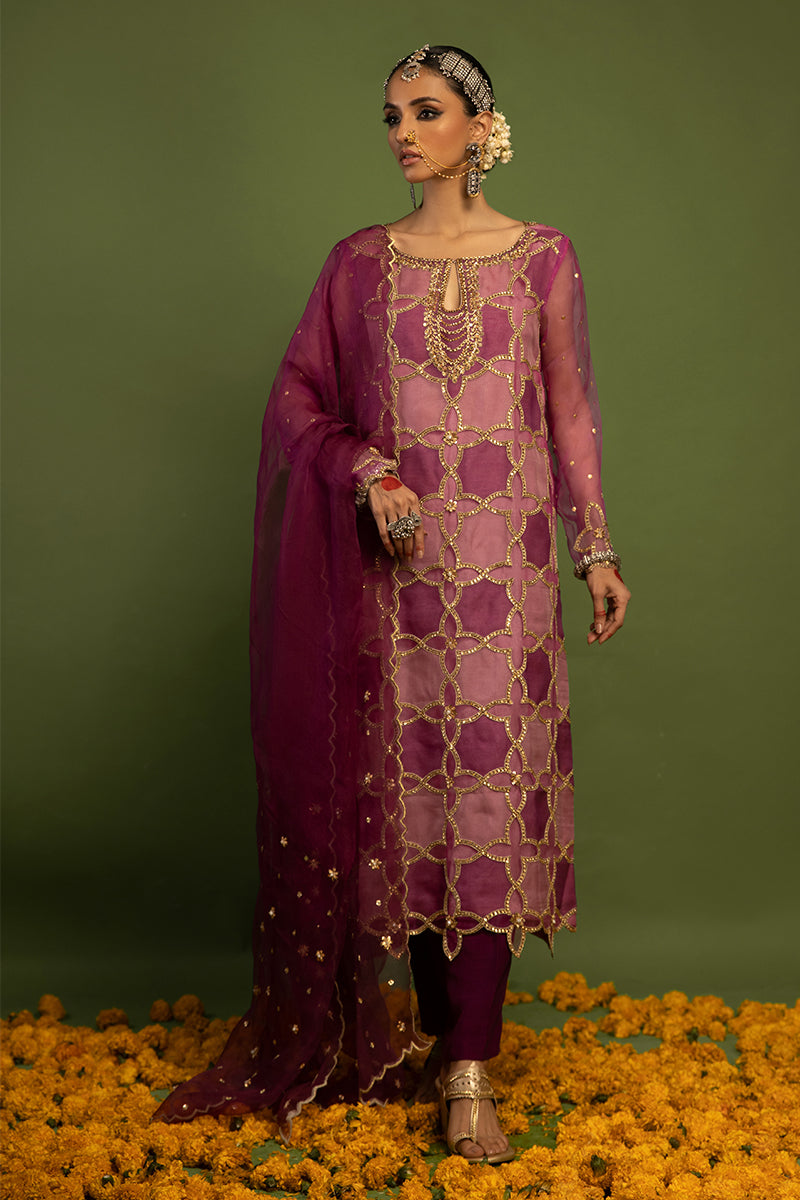 Wardha Saleem | Luxury Pret Traditional Wear | SARAAB - PLUM HEAVY (2 PC) by Wardha Saleem - Designer Dress - Type: Ladies Clothes - Available at Libayah - 100% Original