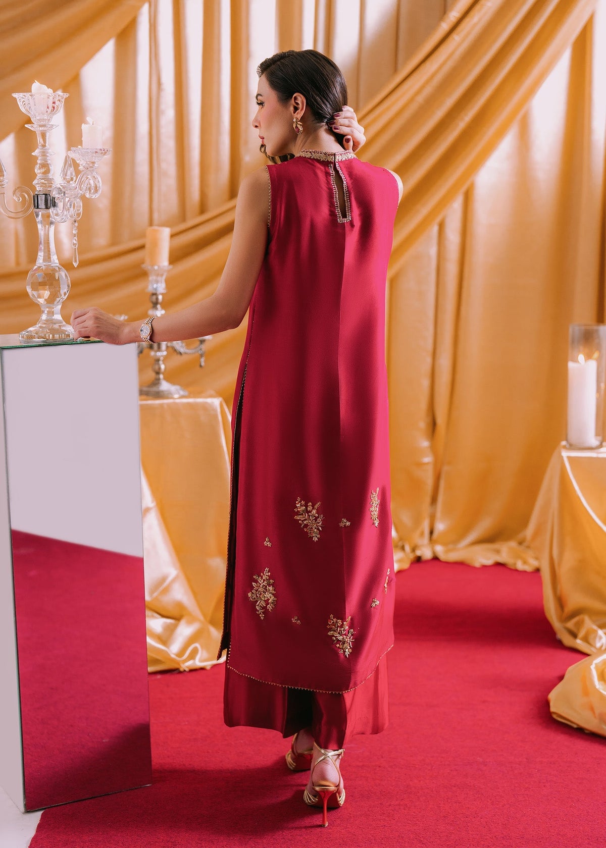 Umsha | Makhmal Winter Faves 24 |  Lipstick Red by Umsha - Designer Dress - Type: Ladies Clothes - Available at Libayah - 100% Original