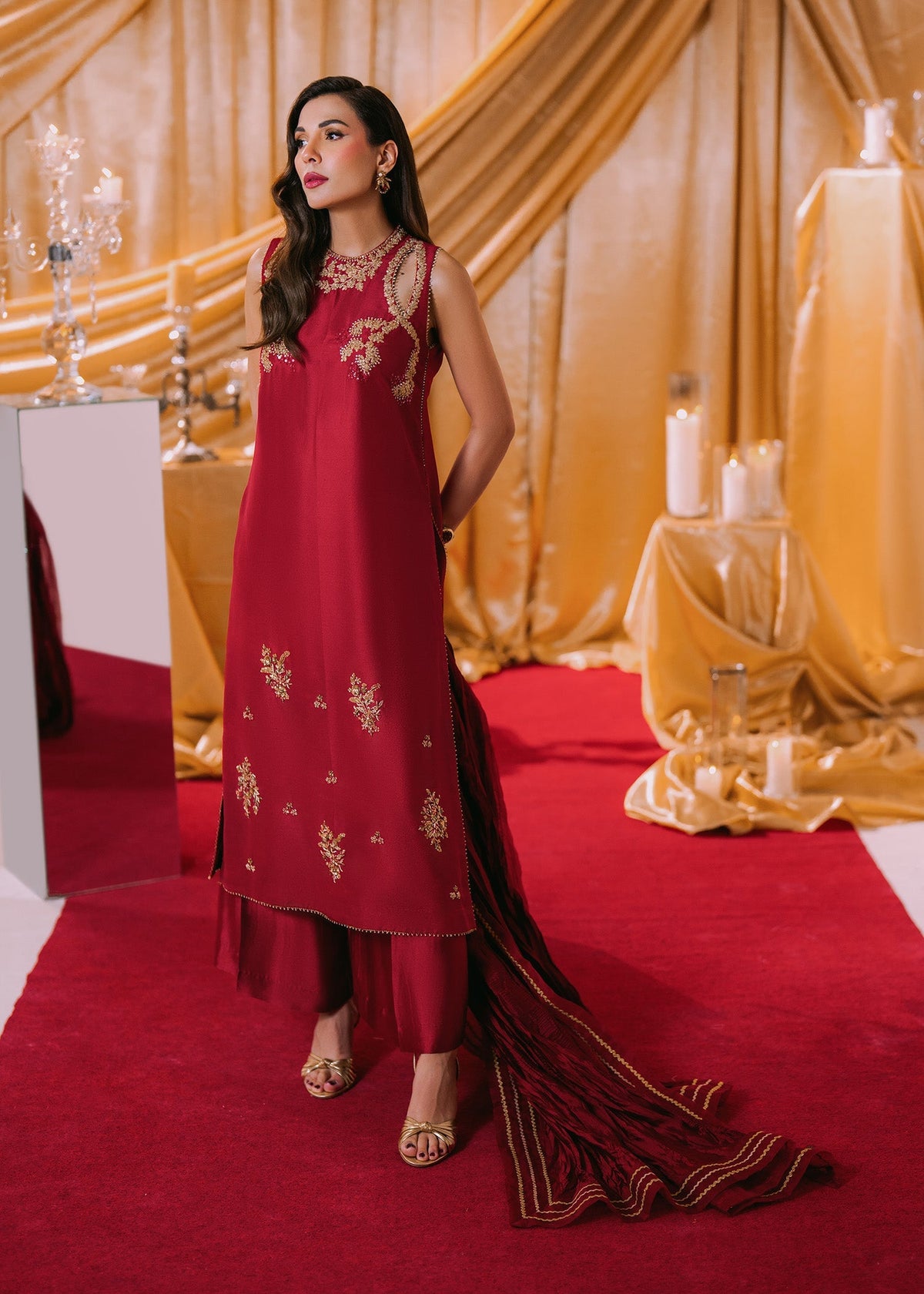 Umsha | Makhmal Winter Faves 24 |  Lipstick Red by Umsha - Designer Dress - Type: Ladies Clothes - Available at Libayah - 100% Original