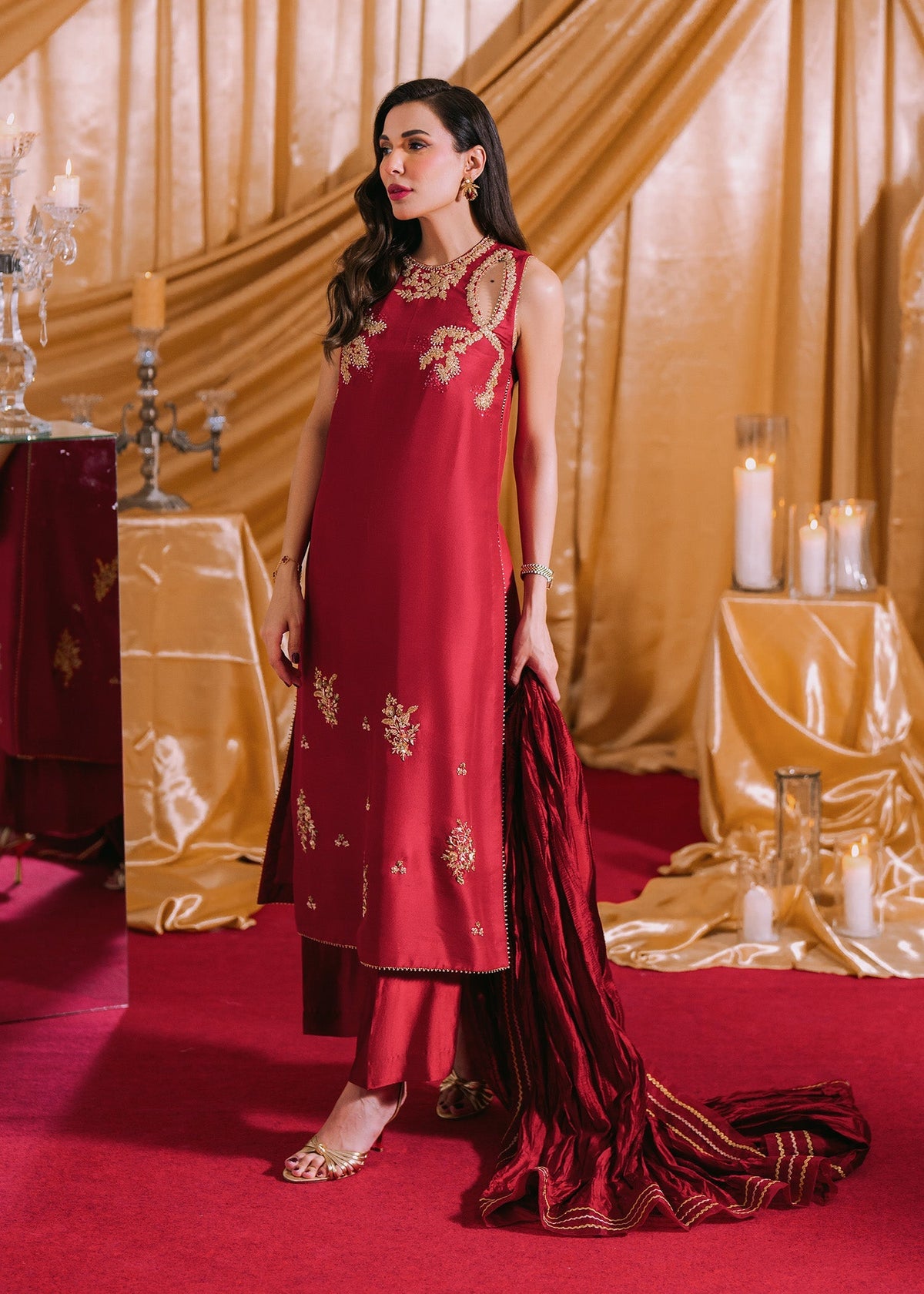 Umsha | Makhmal Winter Faves 24 |  Lipstick Red by Umsha - Designer Dress - Type: Ladies Clothes - Available at Libayah - 100% Original