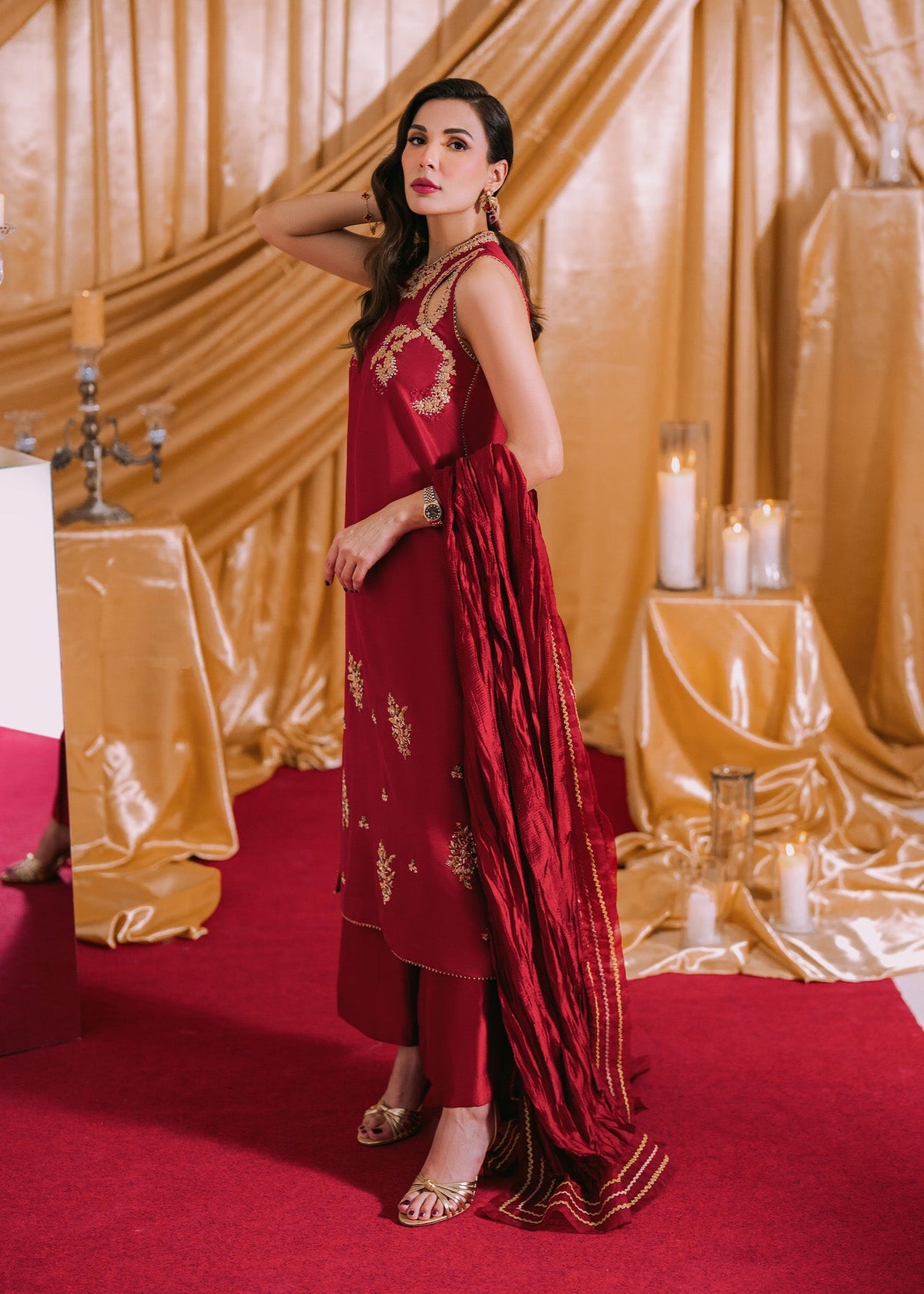 Umsha | Makhmal Winter Faves 24 |  Lipstick Red by Umsha - Designer Dress - Type: Ladies Clothes - Available at Libayah - 100% Original