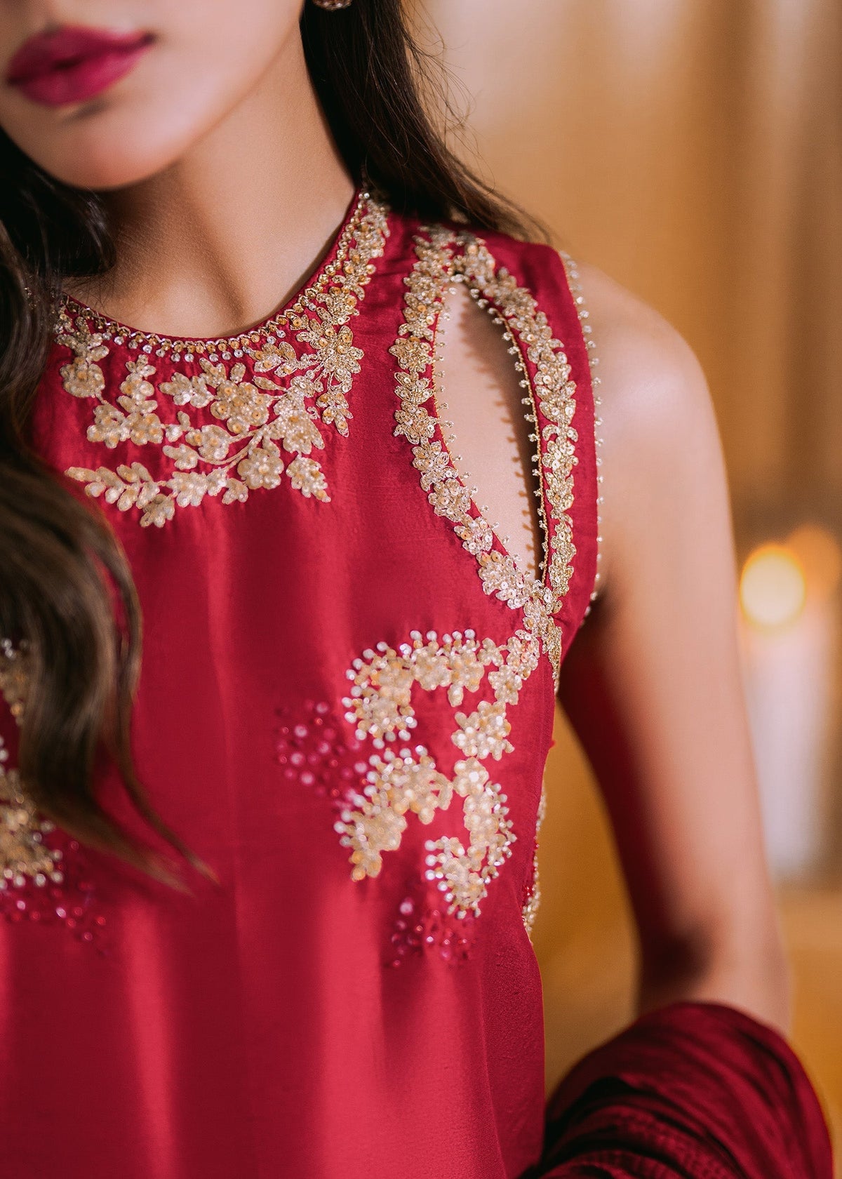 Umsha | Makhmal Winter Faves 24 |  Lipstick Red by Umsha - Designer Dress - Type: Ladies Clothes - Available at Libayah - 100% Original