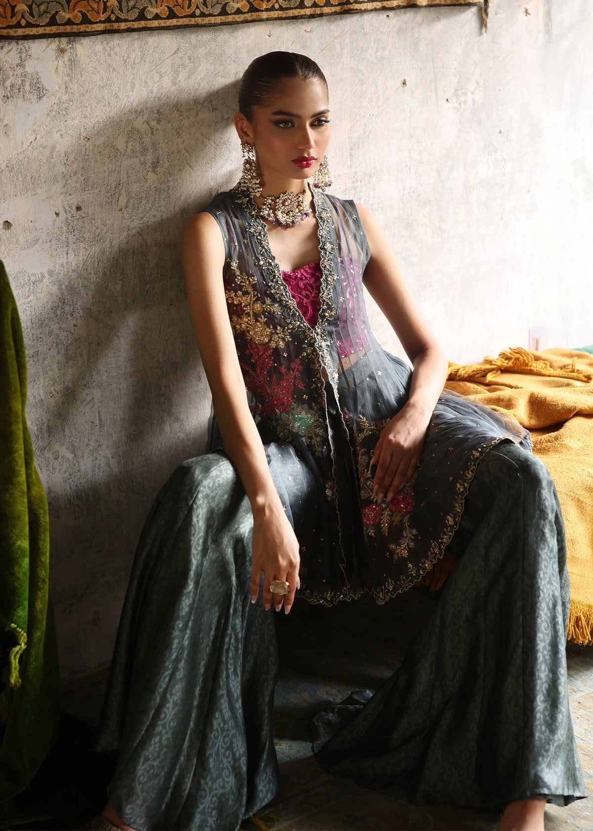 Umsha | Mehfil-e-Rang | Midnight Ash by Umsha - Designer Dress - Type: Ladies Clothes - Available at Libayah - 100% Original