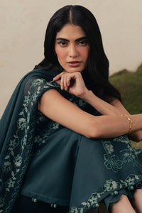 Cross Stitch | The Moonsoon Edit 26 | EMERALD TEAL-3PC EMBROIDERED SUIT by Cross Stitch - Designer Dress  - Type : Ladies Clothes - Available at Libayah - 100% Original 
