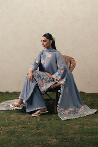 Cross Stitch | The Moonsoon Edit 26 | SAFRON SKY-3PC EMBROIDERED SUIT by Cross Stitch - Designer Dress  - Type : Ladies Clothes - Available at Libayah - 100% Original 