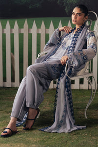 Cross Stitch | The Moonsoon Edit 26 | AZURE BLOOM-3PC PRINTED SUIT by Cross Stitch - Designer Dress  - Type : Ladies Clothes - Available at Libayah - 100% Original 