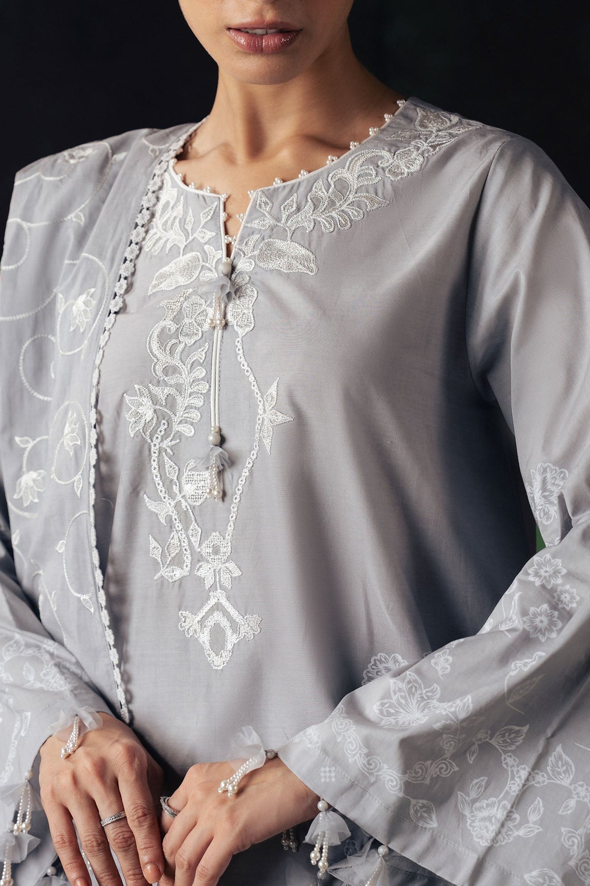 Cross Stitch | The Moonsoon Edit 26 | SELENE GLOW-3PC PRINTED SUIT by Cross Stitch - Designer Dress  - Type : Ladies Clothes - Available at Libayah - 100% Original 