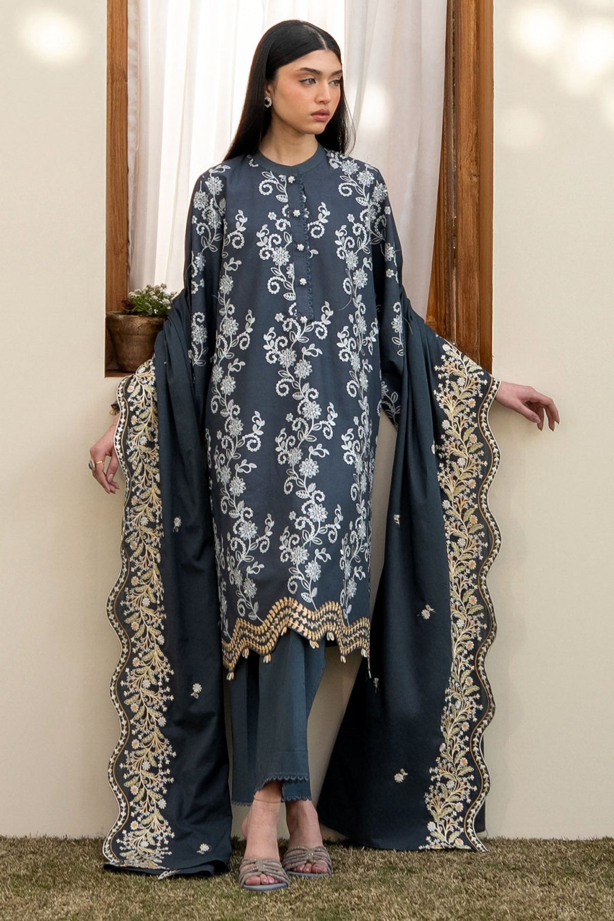 Cross Stitch | Emb Lawn Mahiri 26 | OMBRE BLUE - Designer Dress - Type : Ladies Clothes - Available at Libayah - 100% Original