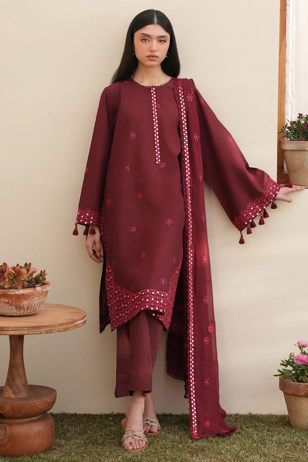 Cross Stitch | Emb Lawn Mahiri 26 | WINDSOR RED - Designer Dress - Type : Ladies Clothes - Available at Libayah - 100% Original