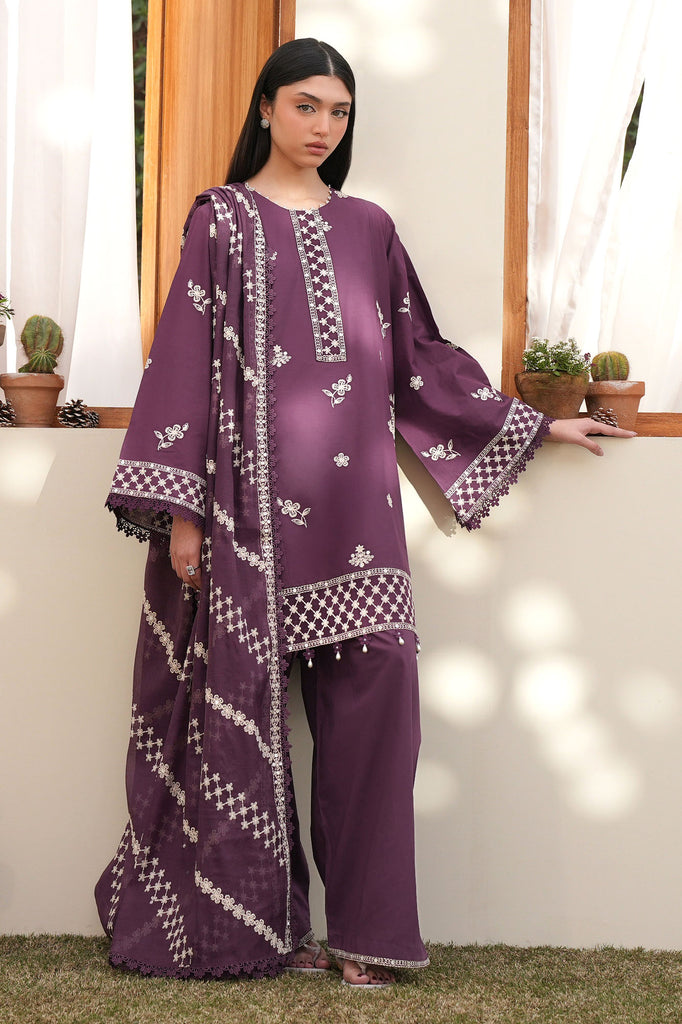 Cross Stitch | Emb Lawn Mahiri 26 | CHIVE BLOSSOM - Designer Dress - Type : Ladies Clothes - Available at Libayah - 100% Original
