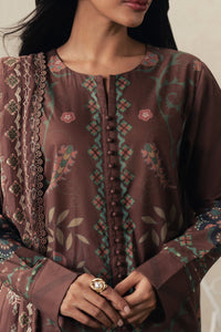 Cross Stitch | The Moonsoon Edit 26 | BRUNETTE GLAM-3PC PRINTED SUIT by Cross Stitch - Designer Dress  - Type : Ladies Clothes - Available at Libayah - 100% Original 
