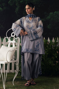 Cross Stitch | The Moonsoon Edit 26 | AZURE BLOOM-3PC PRINTED SUIT by Cross Stitch - Designer Dress  - Type : Ladies Clothes - Available at Libayah - 100% Original 