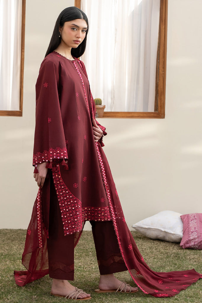 Cross Stitch | Emb Lawn Mahiri 26 | WINDSOR RED - Designer Dress - Type : Ladies Clothes - Available at Libayah - 100% Original
