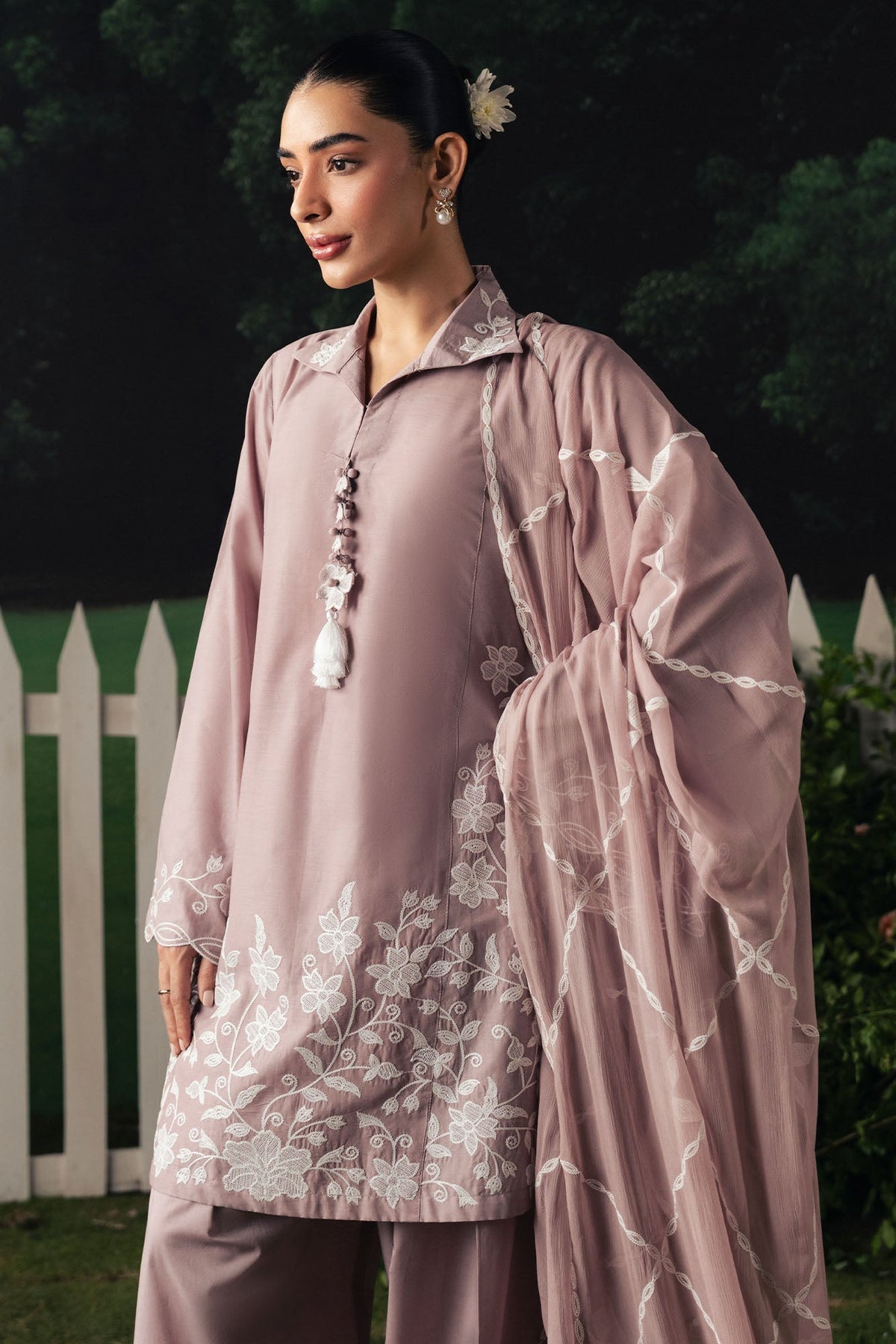 Cross Stitch | The Moonsoon Edit 26 | MAUVE WHISPER-3PC EMBROIDERED SUIT by Cross Stitch - Designer Dress  - Type : Ladies Clothes - Available at Libayah - 100% Original 