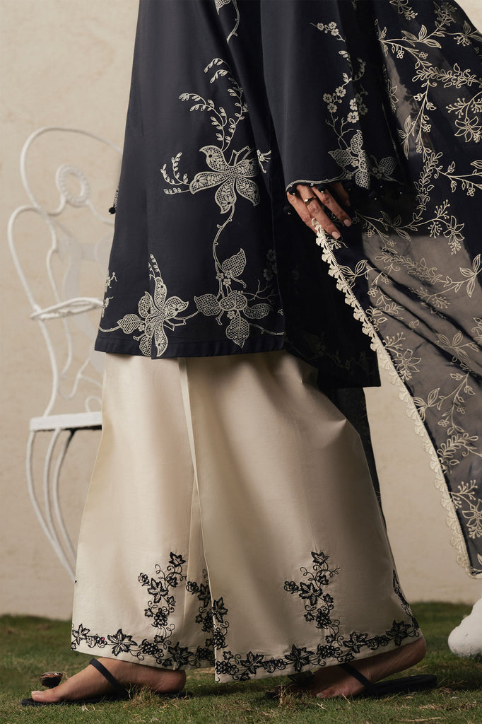 Cross Stitch | The Moonsoon Edit 26 | EBONY LACE-3PC PRINTED SUIT by Cross Stitch - Designer Dress  - Type : Ladies Clothes - Available at Libayah - 100% Original 