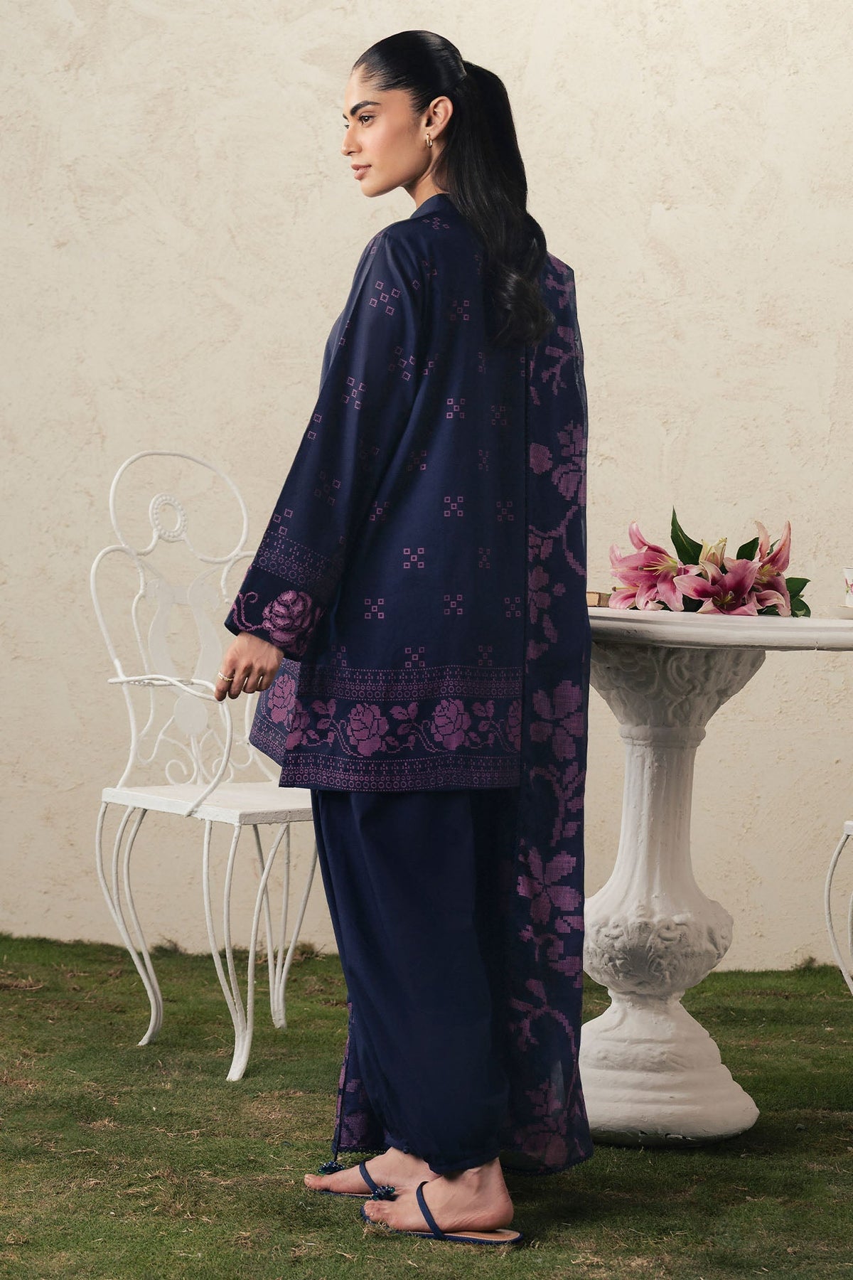 Cross Stitch | The Moonsoon Edit 26 | MAGENTA MUSE-3PC PRINTED SUIT by Cross Stitch - Designer Dress  - Type : Ladies Clothes - Available at Libayah - 100% Original 