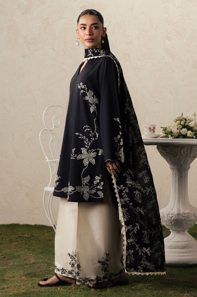 Cross Stitch | The Moonsoon Edit 26 | EBONY LACE-3PC PRINTED SUIT by Cross Stitch - Designer Dress  - Type : Ladies Clothes - Available at Libayah - 100% Original 