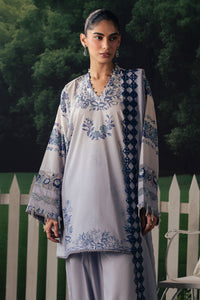 Cross Stitch | The Moonsoon Edit 26 | AZURE BLOOM-3PC PRINTED SUIT by Cross Stitch - Designer Dress  - Type : Ladies Clothes - Available at Libayah - 100% Original 