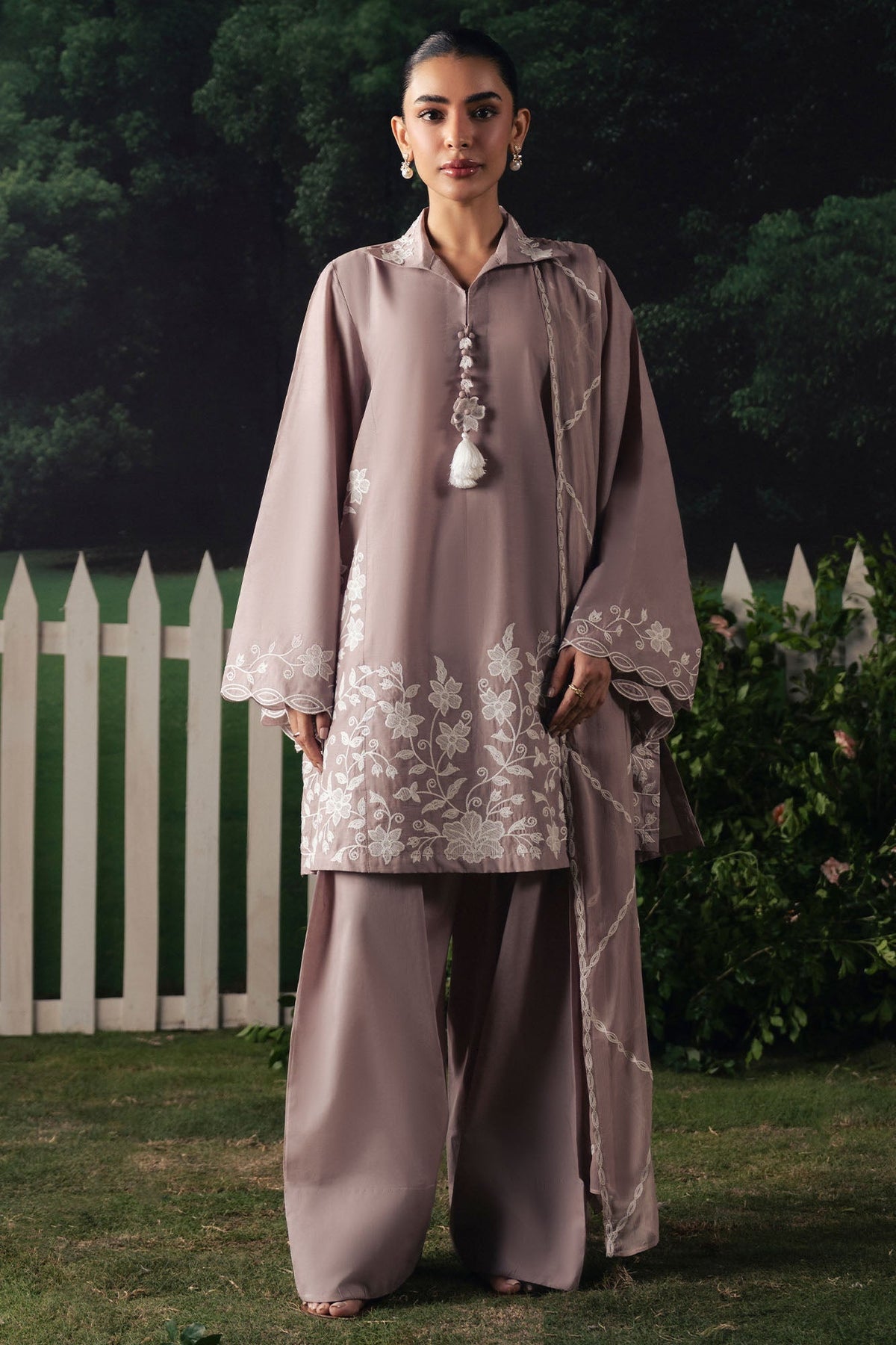 Cross Stitch | The Moonsoon Edit 26 | MAUVE WHISPER-3PC EMBROIDERED SUIT by Cross Stitch - Designer Dress  - Type : Ladies Clothes - Available at Libayah - 100% Original 