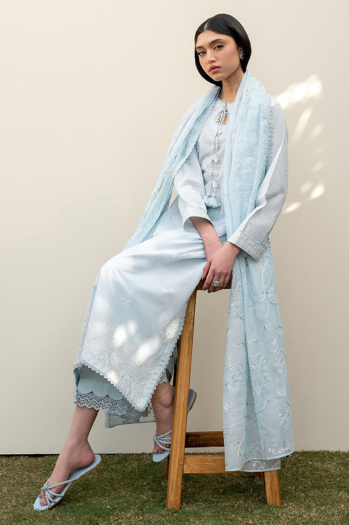 Cross Stitch | Emb Lawn Mahiri 26 | FROSTED MIST - Designer Dress - Type : Ladies Clothes - Available at Libayah - 100% Original