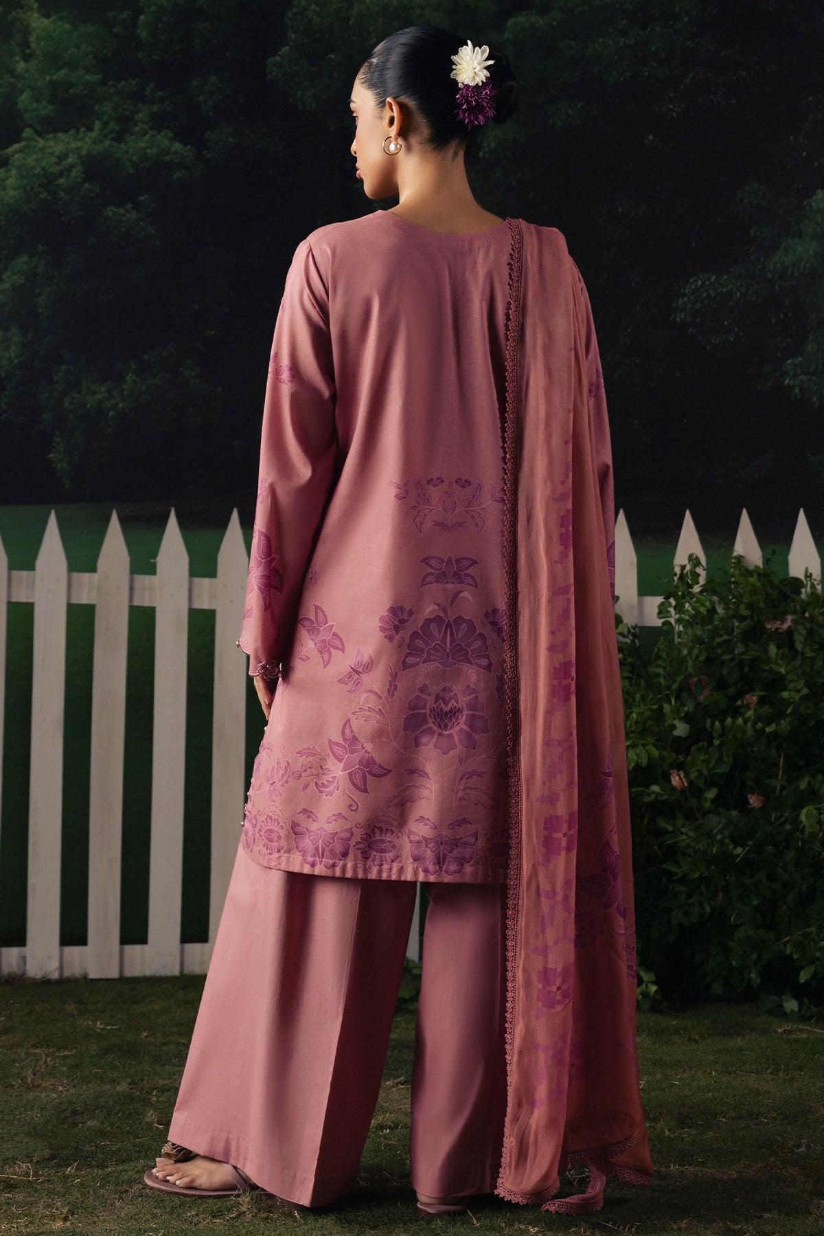 Cross Stitch | The Moonsoon Edit 26 | BLUSH ESSENCE-3PC PRINTED SUIT by Cross Stitch - Designer Dress  - Type : Ladies Clothes - Available at Libayah - 100% Original 