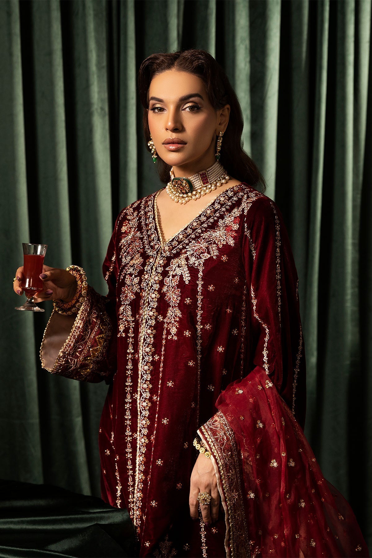 Motifz | Velvet Formals | 5099-SANDAL by Motifz - Designer Dress - Type: Ladies Clothes - Available at Libayah - 100% Original