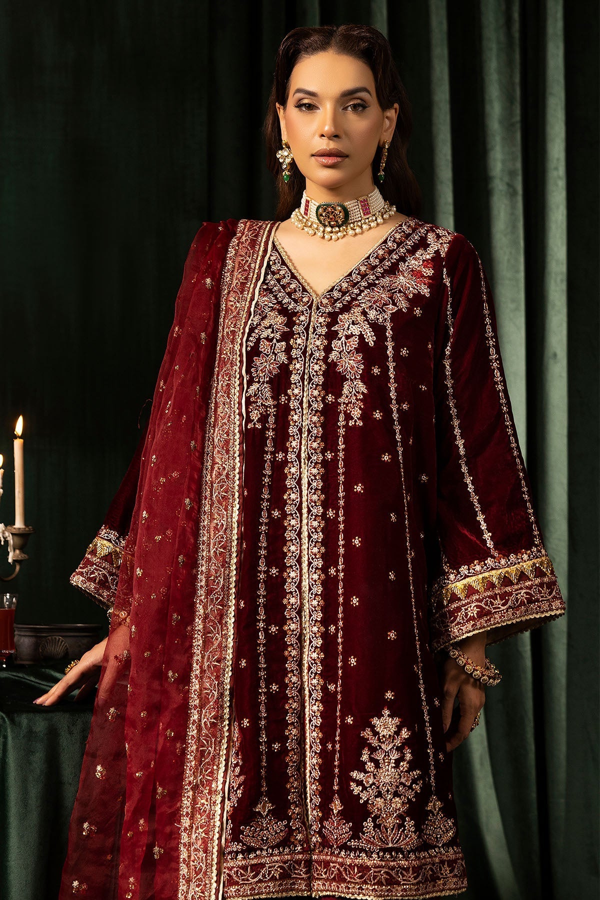 Motifz | Velvet Formals | 5099-SANDAL by Motifz - Designer Dress - Type: Ladies Clothes - Available at Libayah - 100% Original