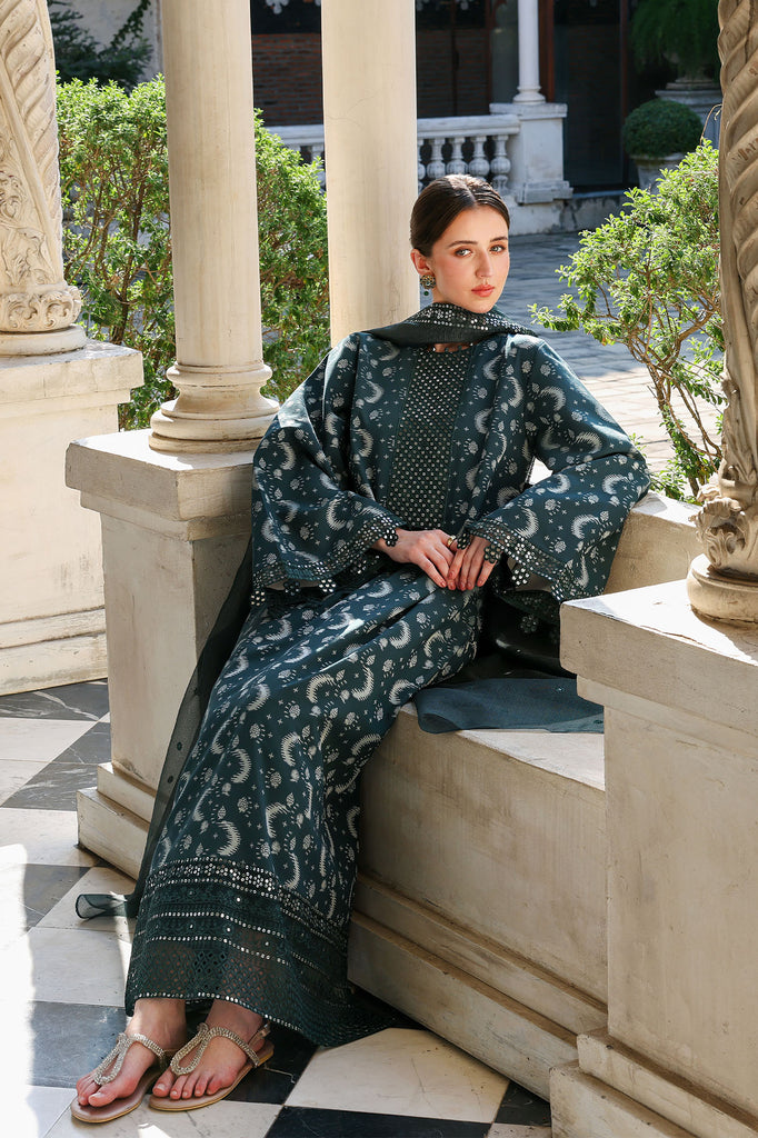 Cross Stitch | Eid Lawn Edit 26 |  TEAL SPRUCE by Cross Stitch - Designer Dress  - Type : Ladies Clothes - Available at Libayah - 100% Original 