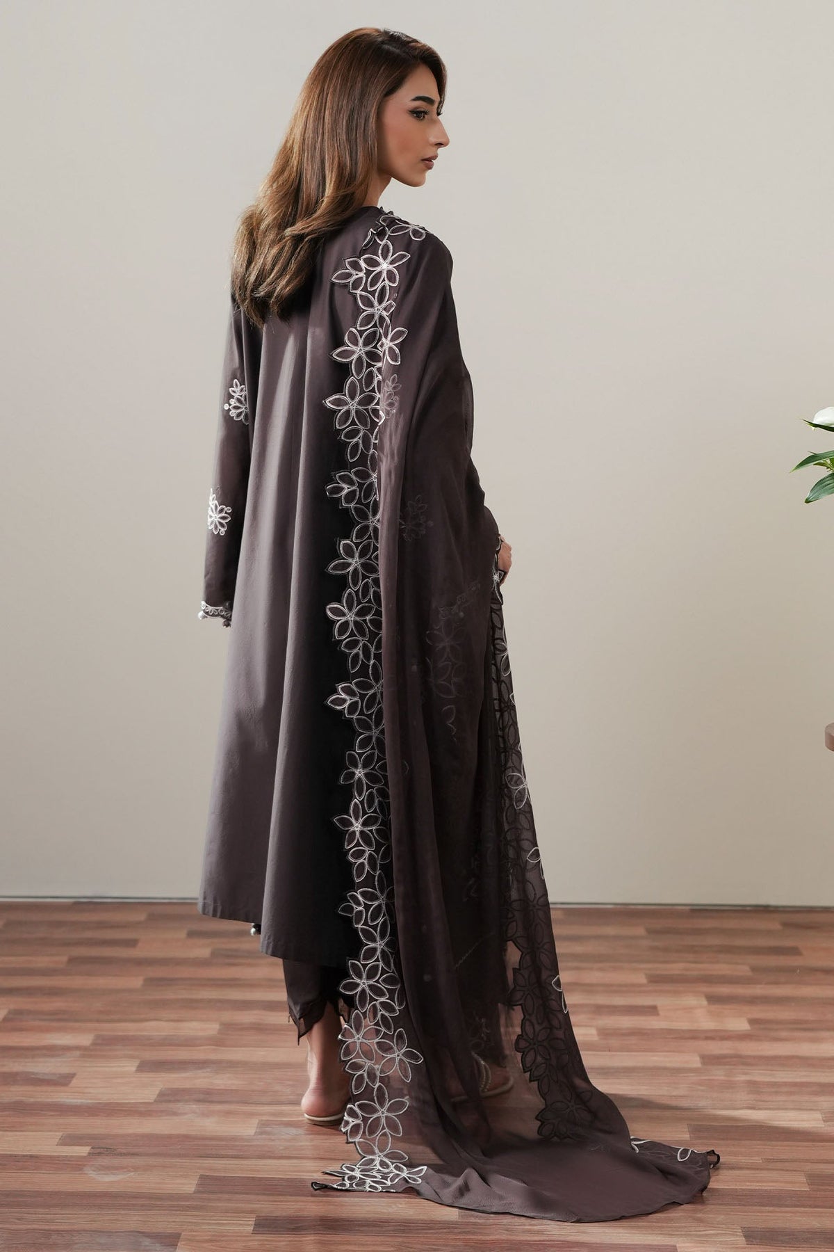 Cross Stitch | Mahiri Embroidered Collection 26 | SEAL BROWN by Cross Stitch - Designer Dress  - Type : Ladies Clothes - Available at Libayah - 100% Original 